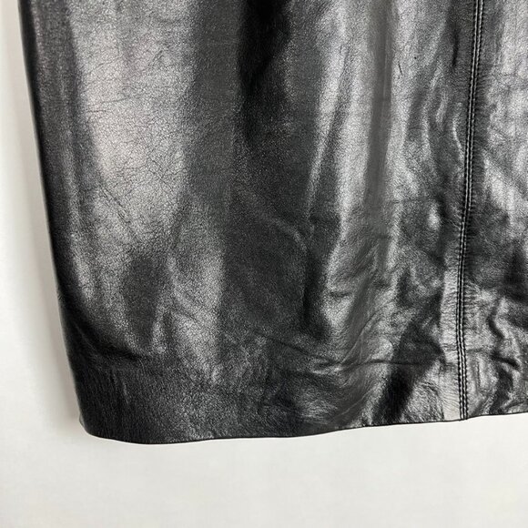 NWT Vintage Synergy Genuine Leather Midi Pencil Skirt w/Pockets. Black. Size 10 - Picture 4 of 14